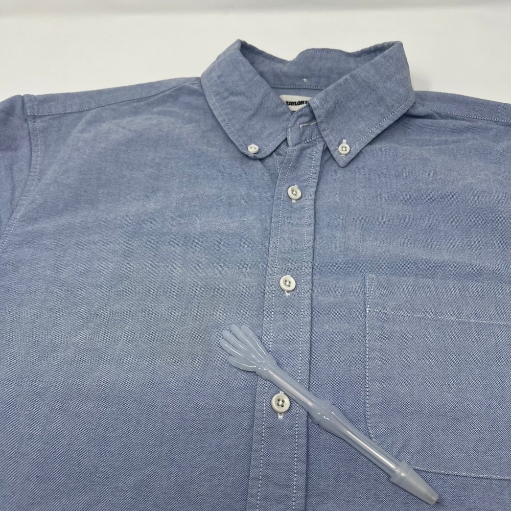 Taylor Stitch Mens Blue Organic Cotton Oxford Button Down Shirt Size 42 Large - Picture 7 of 8